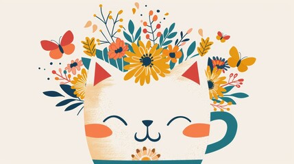 lit. cat among flowers