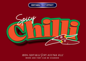 3d Chili text effect. Red chili text and smoke effect. cartoon text style effect	