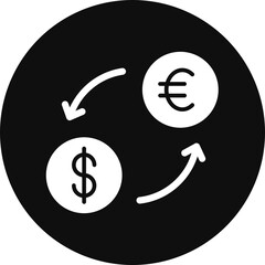 Currency Exchange Glyph Black Circle Icon