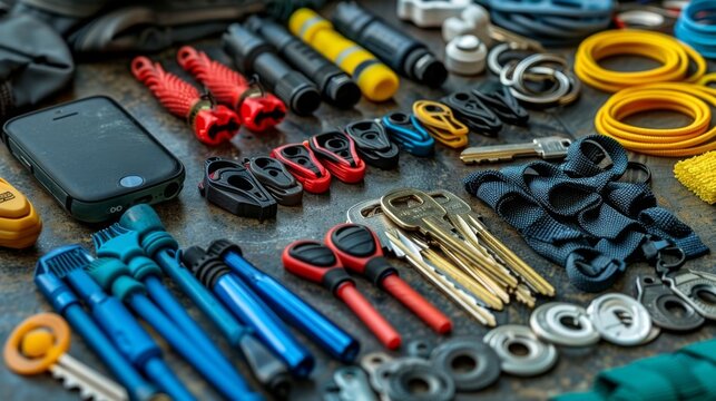 Cleaning personal items Depict individuals cleaning personal items such as cell phones, keys, and wallets with disinfectant wipes to remove