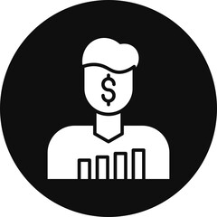 Trader Glyph Black Circle Icon