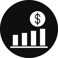 Stock Investment Glyph Black Circle Icon