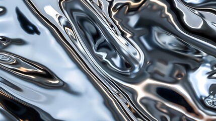 Shimmering Chrome Reflections on Sleek Futuristic Metal Surface