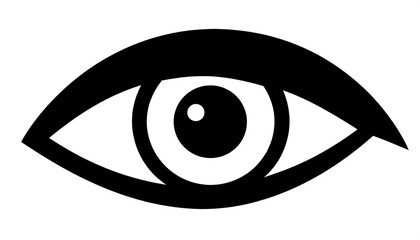 schwarze Silhouette Kontrast Auge isoliert auf wei&szlig;en Hintergrund, Freisteller 