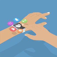 3D Isometric Flat Vector Illustration of Sport Watch, Active Timepiece for Sports Enthusiasts.