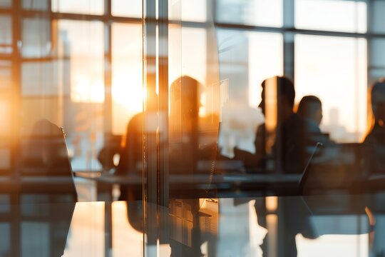 A group of business professionals are having a meeting in a conference room