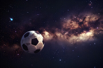 Fototapeta premium a soccer ball floating in space