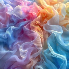 Obraz premium Colorful flowing fabric with soft, pastel hues creating beautiful patterns and textures, ideal for background or design inspiration.