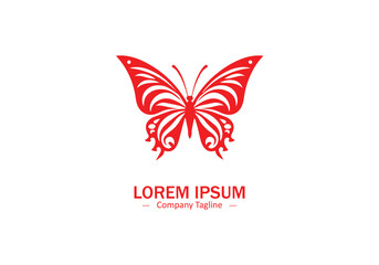 Butterfly logo, butterfly insect icon, butterfly vector red abstract design
