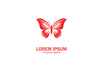 Butterfly logo, butterfly insect icon, butterfly vector red isolated on white background