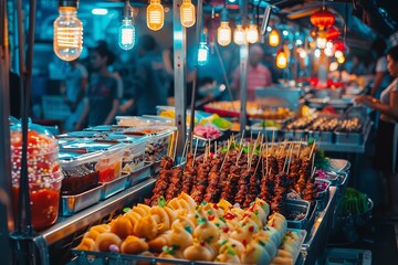 Night market food stall in southeast asia