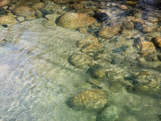 Stream cascading around rocks