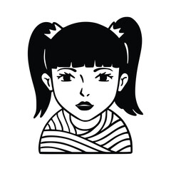 People avatar icon. Girl Avatar Doodle. Vector illustration charaters for social media and networking, user profile, website and app design and development, user profile icons.