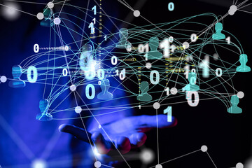 Abstract technology group and data 3d