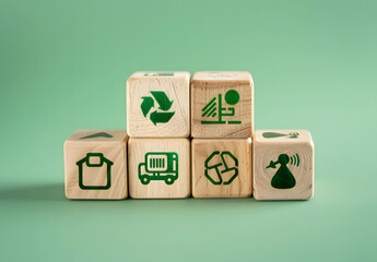 Carbon neutral and net zero concept, Wooden block with net zero icon, Climate neutral long-term strategy design