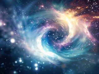 Fototapeta premium cosmic energy visualization depicting the interconnectedness of consciousness and the universe swirling patterns of light and color represent the flow of life force and spiritual energy