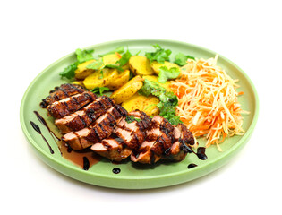  Appetizing pork with potatoes and coleslaw