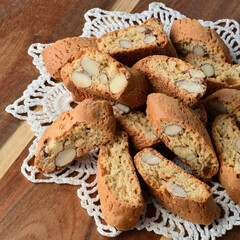 Cantuccini: sweet dried biscuits. Almond cookies typical of Tuscany.