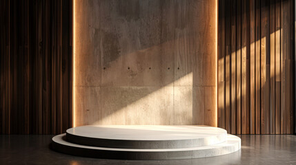 Fototapeta premium empty podium on background wooden for advertising