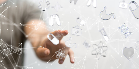 digital medical futuristic interface 3D rendering
