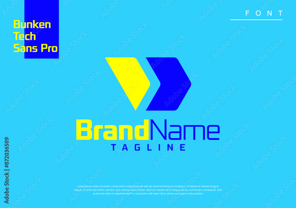 Fototapete minimal and bold logo based an initial letter d and right arrow symbol