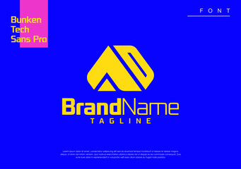 monogram logo letter A D yellow color