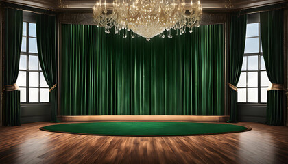 stage with green curtains
