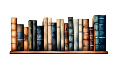 Stack of books, watercolor clipart illustration with isolated background.