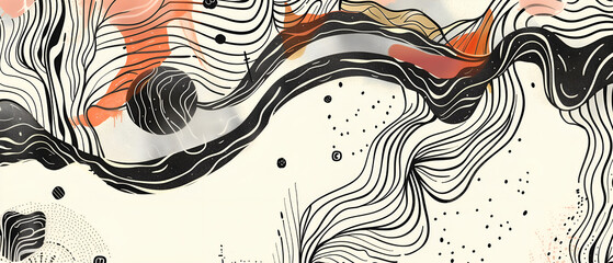 Fototapeta premium Organic Flow Abstract Illustration with Intricate Line Patterns