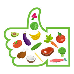 3D Isometric Flat  Illustration of Healthy Vs Junk Food. Item 1