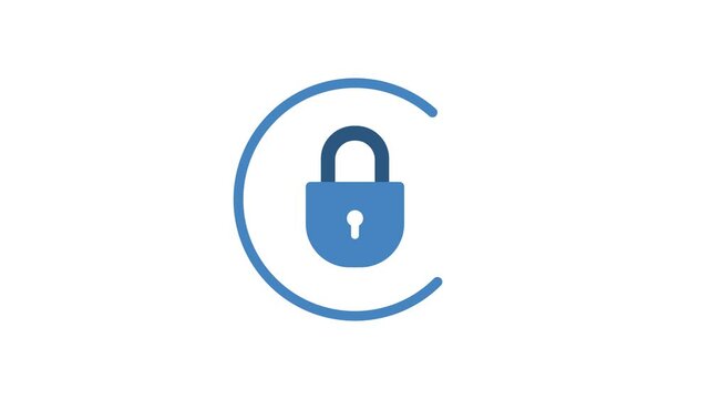 animated padlock locked and closed circle and marked with a green check mark. animation video on alpha channel background.