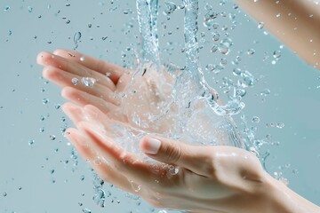 Fototapeta premium Water Splashing on Open Hands