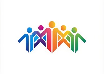 Modern team logo design wordmark. Abstract people family together human unity shapes logo design in letter m graphic vector illustration. Symbol, icon, creative.