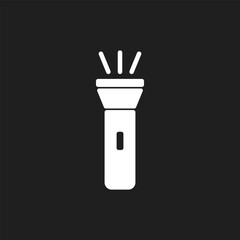 White fashlight lantern icon on black background.