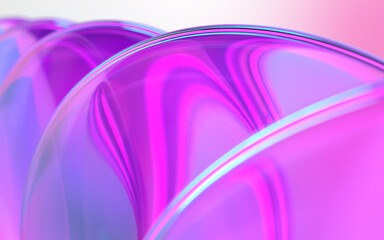 虹色に耀くレンズ群の3Dイラストレーション