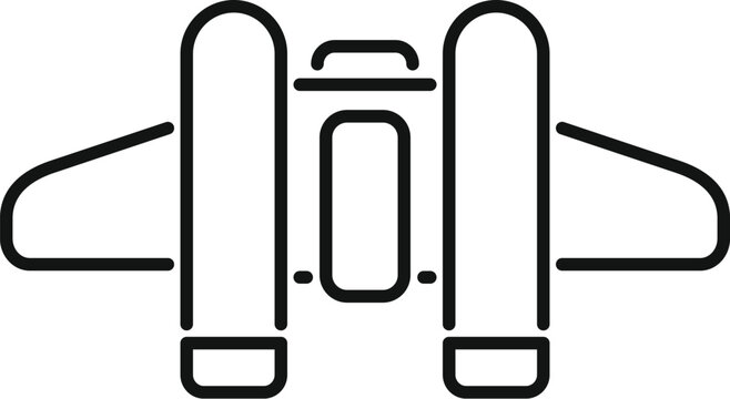 recommend clip art: Simple line icon of a military aircraft with two engines, ideal for websites and mobile apps