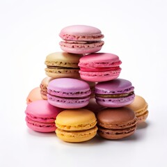 Fototapeta premium Colorful Macarons on White Background.