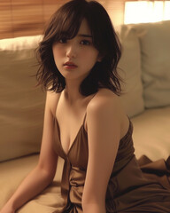 リビングに座る綺麗な女性