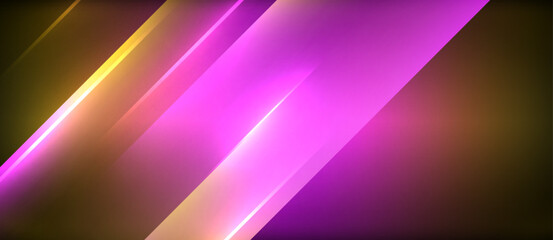 Obraz premium Neon dynamic diagonal light rays background. Techno digital geometric concept design for wallpaper, banner, presentation, background