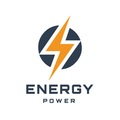 The orange Lightning symbol is placed inside a circle. This design is suitable for companies operating in the field of energy, electric power technology, or renewable energy solutions.