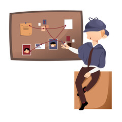 Detective or police with investigator board