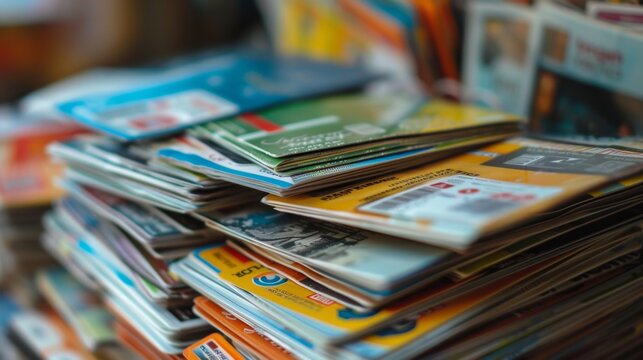 Stack of colorful brochures and leaflets.