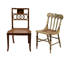 old wooden chair isolated on white background, Chippendale Style Pair of Library Armchairs, Pair of Fancy Painted Side Chairs, Baltimore