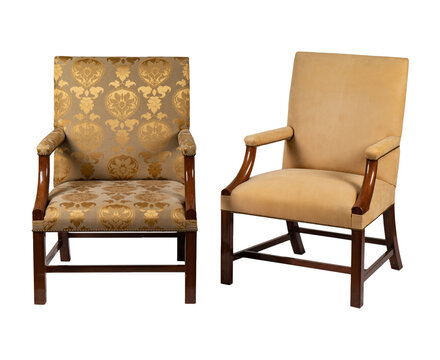 996 KENWOOD CHAIR, Chippendale Style Pair of Library Armchairs