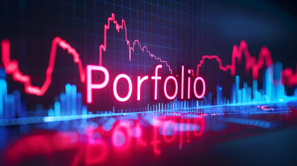 Obraz premium Portfolio management and diversification of investment and do business concept, investment in stock, fund, currency, cryptocurrency, bond, sustainable growth, word “Portfolio”