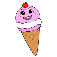 cartoon ice cream illustration hand drawn isolated vector	
