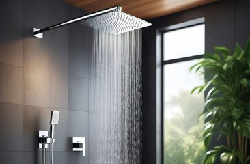 Futuristic bathroom interior with shower 