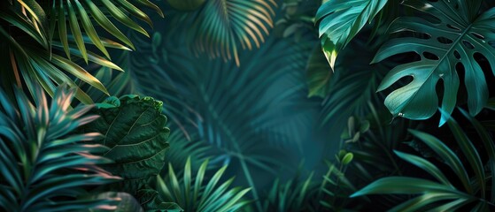 Fototapeta premium Tropical background with copy space design concept header web cover poster banner presentation template