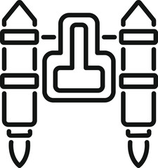 Two missiles launching from silo platform line icon for web, mobile and infographics