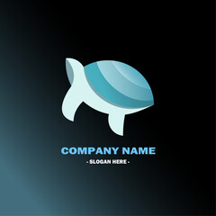 Beautiful blue sea turtle logo